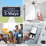 Prominence Home Potomac, 52 Inch Industrial Style Smart Ceiling Fan with Light, Remote Control, Dual Finish Blades, Compatible with Alexa and Google Assistant - 51639-01 (Matte Black) Prominence Home