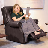 EONIX Dual Motor Lay Flat Power Recliner Chair, Mid Century Wingback Recliner with Independent Adjustable Backrest and Extended Footrest, 400lbs Heavy Duty, Breathable Faux Leather, Dark Brown EONIX