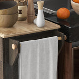 HOMCOM Triple-Cabinet Kitchen Island on Wheels, Kitchen Storage Cabinet with Drawers & Countertop, Rolling Utility Cart with Wood Top, Towel Rack, Spice Stand, Distressed Brown HOMCOM