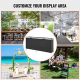 VEVOR Extra Long Folding Portable Bar Tradeshow Podium Table for Indoor, Outdoor, Party, Picnic, Exhibition, Includes Carrying Case, Storage Shelf and Black Skirt, 77.95" x 15.16" x 34.65" VEVOR