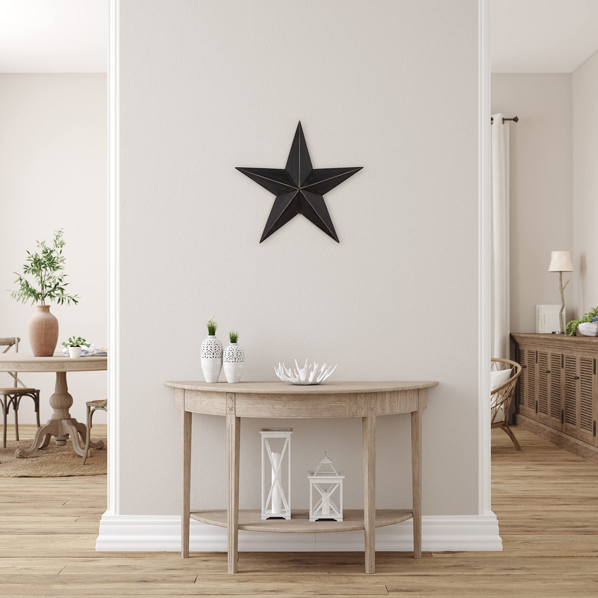 Hearthside Collection The CWI Gifts Metal Barn Star - 12" Galvanized Hanging Star - Farmhouse Wall Decor - Black - 1, 12 X 12 X 2 Hearthside Collection