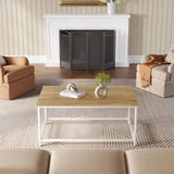 SAYGOER Coffee Table Simple Modern Coffee Tables Open Design Rectangular Minimalist Center Table for Living Room Home Office, Easy Assembly, 39.37 x 19.69 x 17.72, OAK White SAYGOER