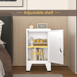 GAIOUS White Nightstand, Single Door Pantry Cabinet with Adjustable Shelf and Feet can be Used as Side Table, Stackable Small Storage Cabinet for Bedroom, Living Room, Office and Gym GAIOUS