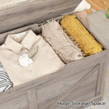 HOOBRO Storage Bench, 39.4” Retro Wooden Storage Chest with U-Shaped Cut-Out Pull, Safety Hinge, Supports 220 lb and Easy Assembly for Toy Box Organizer (Greige) BG771CW01 HOOBRO