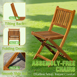 Greesum 5 Piece Patio Dining Set Outdoor Acacia Wood Furniture All-Weather Folding Round Table and Chairs for Backyard, Balcony, Porch, Deck, Garden, Light Brown Greesum