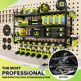 Large Power Tool Organizer Wall Mount, Garage Storage Cordless Tool Organizer with Screwdriver Holder, Heavy Duty Metal Storage Rack with 8 Drill Holder 4 Layer, Gifts for Men Who Have Everything Hipidian