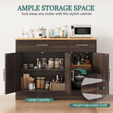 Shintenchi Modern Farmhouse Sideboard Buffet Cabinet,Barn Doors Buffet Cabinet with 2 Drawers & 3 Doors,Wood Coffee Bar Cabinet with Adjustable Shelf for Kitchen Living Room,Brown Shintenchi