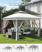 Garveelife 11x11 Pop Up Canopy Tent with Mosquito Netting, Outdoor Canopy Shelter Easy Setup, Water & UV Resistant - Gray Garveelife