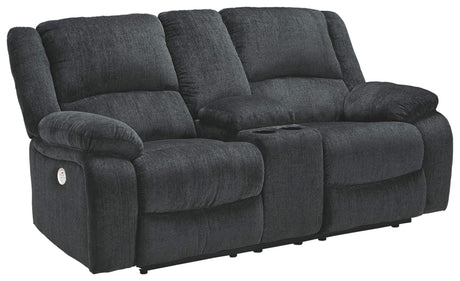 Signature Design by Ashley Draycoll Power Double Reclining Loveseat with Storage Console & USB Plug, Dark Gray Signature Design by Ashley