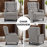 EBELLO Pushback Recliner Chair, Fabric Armchair Push Back Recliner with Rivet Decoration, Mid Century Wingback Accent Chair for Living Room, Bedroom, Grey EBELLO