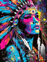 Indian Girl 5D Diamond Painting Kits for Adults, Tribal Culture Full Drill Round Diamond Cross Stitch Body Painting Diamond Painting by Number Kits Easy to Paint on Canvas for Home Decor 12x16 inch Tucocoo