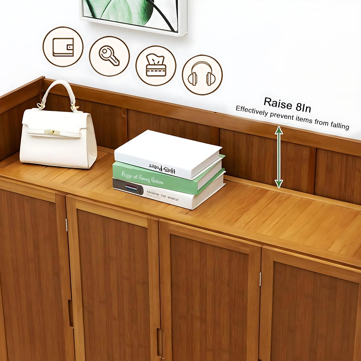 walkclpck Bamboo Shoe Cabinet with 2 Folding Doors, 7 Tier Freestanding Shoe Storage Cabinet, 36-40 Pairs Entrance Shoe Rack, Brown, 46" L x 13" W x 45.3" H walkclpck