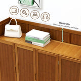 walkclpck Bamboo Shoe Cabinet with 2 Folding Doors, 7 Tier Freestanding Shoe Storage Cabinet, 36-40 Pairs Entrance Shoe Rack, Brown, 46" L x 13" W x 45.3" H walkclpck