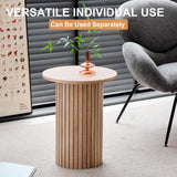 Lecafur HL Round Nesting Coffee Tables Set of 2 -φ27.6 Large Short + φ15.8 Small Tall Boho Circle Side Tables with Fluted Drum Design Lecafur HL