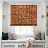 FENRUNXU Natural Bamboo Roll-Up Blinds - 2 Pack, 47" W x 71" H Reed Shades for Indoor & Outdoor Use FENRUNXU