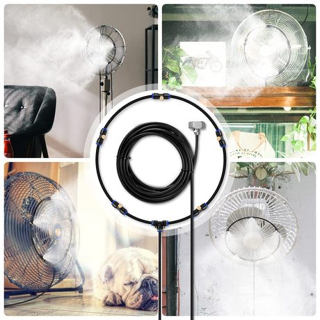 lifeegrn Misting Cooling System: Outdoor Mister System for Patio, 20 FT Misting Line+5 Mist Nozzles+3/4" Brass Adapter Garden Trampoline Greenhouse lifeegrn