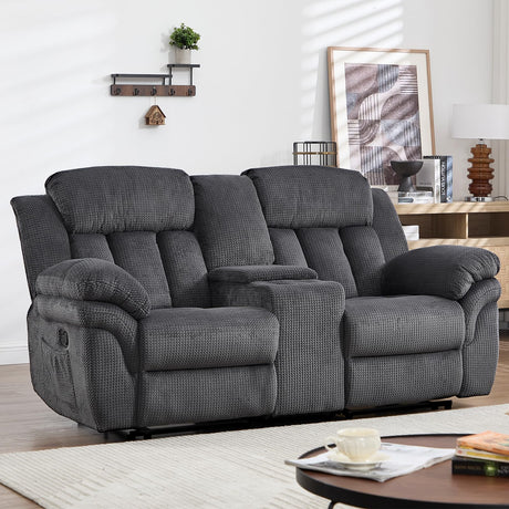 CANMOV Recliner Sofa Set, Manual Recliner Loveseat with Overstuffed Armrest for Living Room,Bedroom Furniture,Office,2 Seat Grey CANMOV