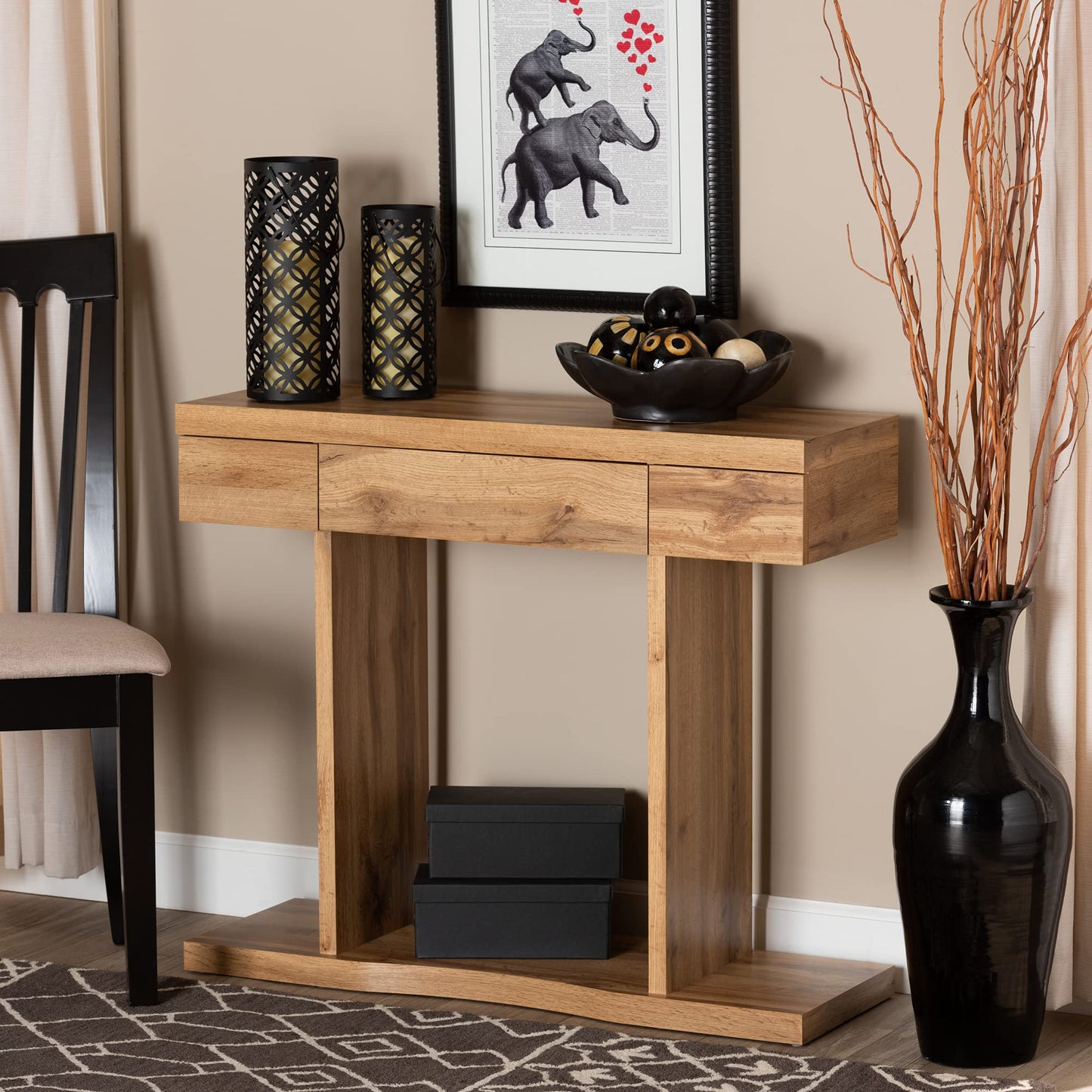 Baxton Studio Otis Console Tables, Oak Brown