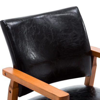 NOBPEINT Mid-Century Dining Side Chair with Faux Leather Seat in Black, Arm Chair in Walnut