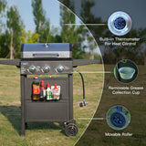 LINGXI grill gas 3-Burner Propane Grill, Gas Grill with front hanging basket, 30000 BTU barbecue grill,gas bbq suitable for Backyard, Outdoor, Patio, Garden.Outside grill. LINGXI