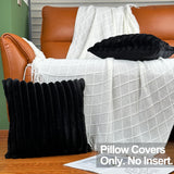 18x18 Throw Pillow Covers Set of 2, Decorative Faux Fur Covers for Bed, Couch Soft Fluffy Pillow Cover with Velvet Back for Living Room, Neutral Home Décor Accent for Sofa - Black COTEY