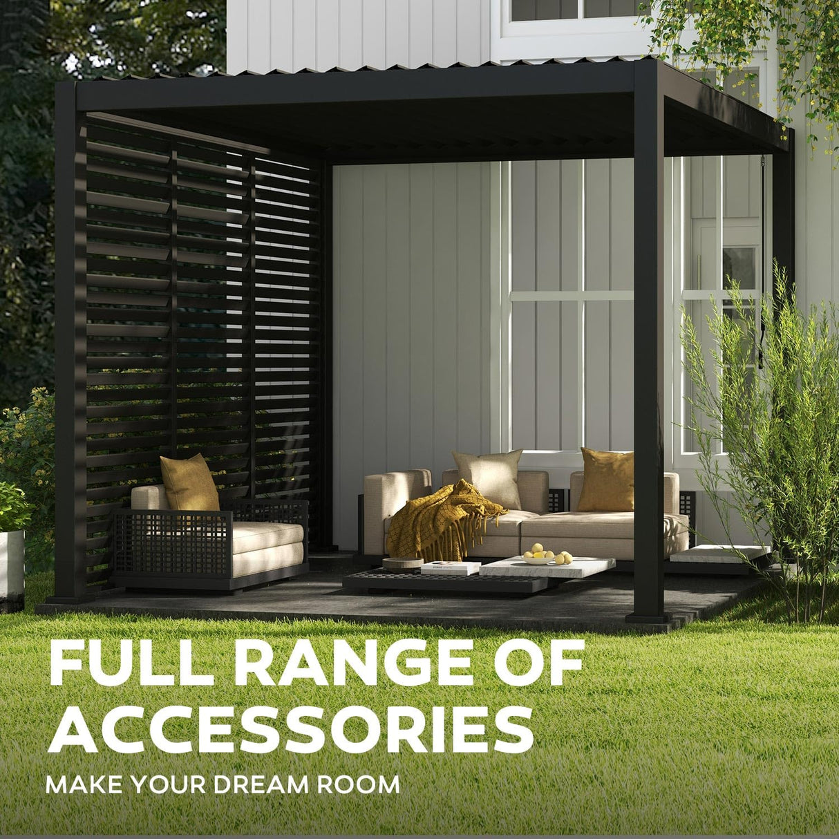 MIRADOR 111S Louvered Pergola Gazebo, 10Ft x 20Ft, Full Aluminum Frame, Adjustable Roof, Outdoor, Durable, White MIRADOR