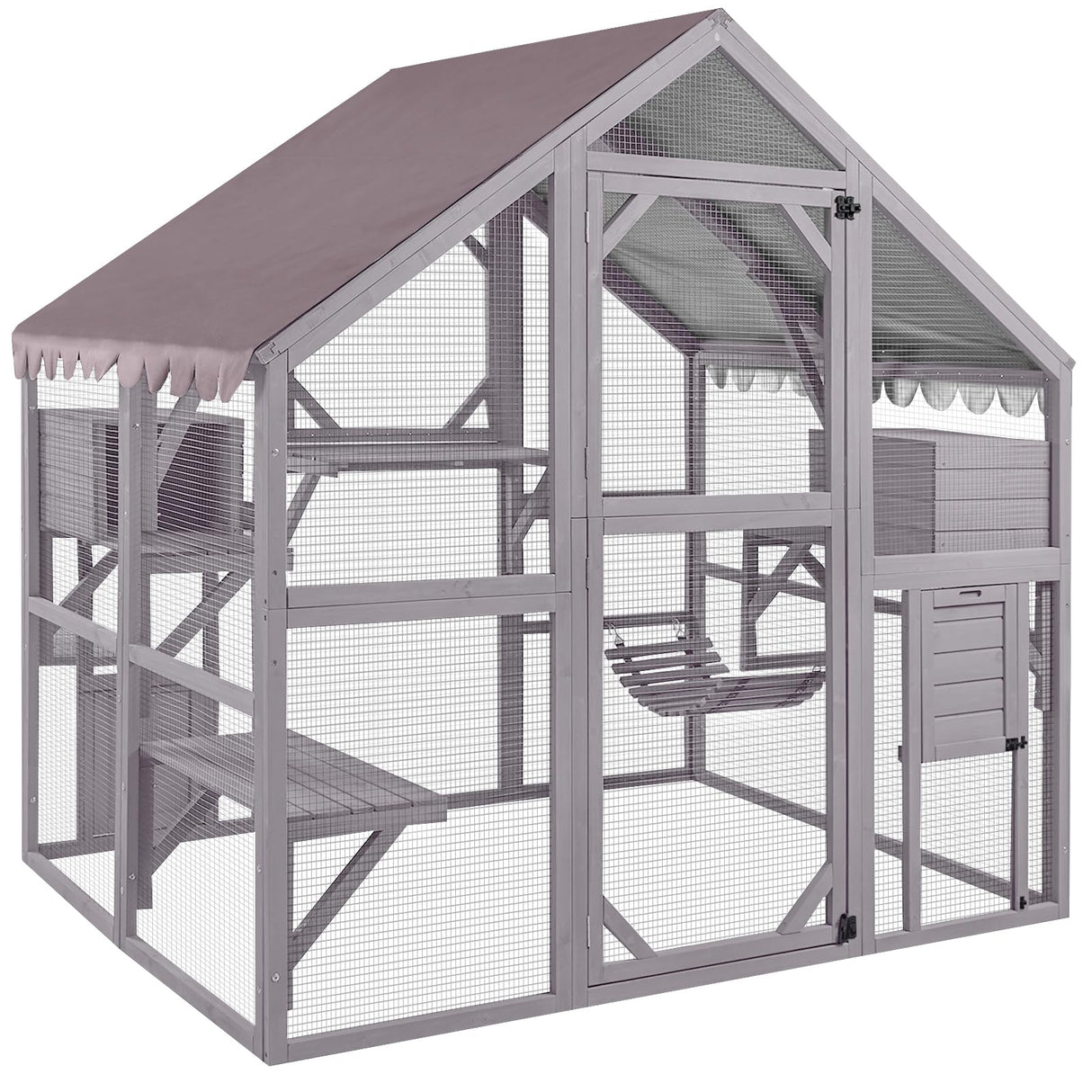 Aivituvin Catio Cat Enclosure Outdoor Cat Catio Large Cat Run with Bridges, Walks, Small Houses, Roof Cover 28.27ft Aivituvin
