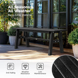 VINGLI 47” Outdoor Bench Garden Bench HDPE Porch Bench w/Metal Legs, Poly Lumber Patio Benches, 660 LBS Capacity Outdoor Backless Benches(Black) VINGLI