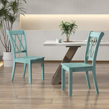 GOFLAME Wooden Dining Chairs Set of 4, Mid Century Farmhouse Kitchen Side Chairs with Ergonomic Seat & High Backrest, Armless Dinette Chairs with Rubber Wood Frame for Dining Room Living Room, Green GOFLAME