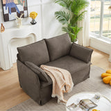 Sivoey Slipcovered Loveseat Sofa, 52" Small Couch with Throw Pillows, Single Seat Cushion, Easy Assembly, Modern Loveseat Sofa for Living Room, Office, Apartment, Small Space, Brown Sivoey