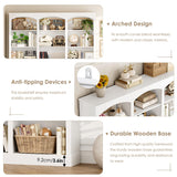 FACBOTALL 71" Triple Wide Bookshelf, 6 Tier Bookcase, Large White Bookshelf with Curved Baffle, 63.4" Wide Tall Bookcase with 18 Open Display Shelves for Living Room, Study, White FACBOTALL