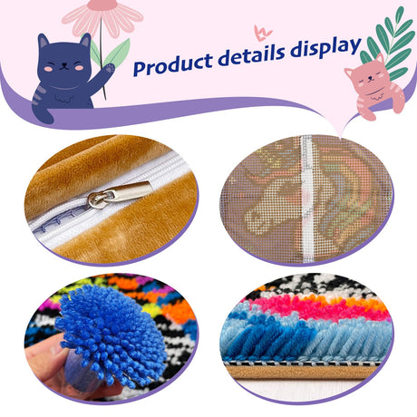 Unicorn Princess Latch Hook Kits for Adults Kids, Beginners DIY Throw Pillow Kit Pre-printed Pillowcase Hook and Latch Rug Kits Cross-stitch Cushion Cover for Home Sofa Decor Gift Idea 17x17 inch veirousa