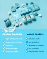 Complete Knitting Kit for Beginners - Learn to Knit Kit with Knitting Accessories Like Thick Beginner Yarn, Bamboo Needles for Beginners & More - Includes Video Tutorials & Written Guide Granny Squirrel
