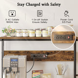 SUPERJARE Bakers Rack with Power Outlets, Microwave Stand, 31.5 X 16.5 Inch Larger Desktop, Kitchen Storage Rack with Adjustable Middle Shelf, 6 S-Shaped Hooks, Coffee Bar Stand, Rustic Brown SUPERJARE