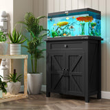 kepptory 20 Gallon Fish Tank Stand with Power Outlets, Farmhouse Decorative Aquarium Stand Furniture with Adjustable Shelves, 10-20 Gallon Reptile Turtle Tank Stand with Cabinet Storage (Black, 20GL) kepptory