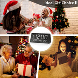 JALL Digital Alarm Clock, with Wooden Electronic LED Time Display, 3 Alarm Settings, Weekday/Weekend Mode, Temperature Detect, Wood Made Electric Clocks for Office, Bedroom, Bedside (Black) JALL