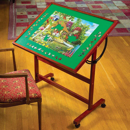 Bits and Pieces - Adjustable Puzzle Tableau - Folding Jigsaw Puzzle Accessory Table - Portable Table with Wheels for Easy Transport - Tilts