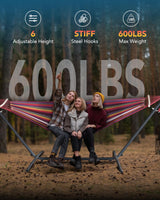 EveryFun Double Hammock with Heavy-Duty Steel Stand,Portable,Easy Assembly,600lbs Weight Capacity,Perfect for Indoor,Yard,Camping,or Outdoor-Rainbow Everyfun
