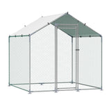 VEVOR Metal Chicken Coop, 6.56x6.56x6.56ft Walk in Chicken Runs for Yards with Cover, Spire Roof Hen House Enclosure with Security Lock, Outdoor Duck Rabbit Poultry Cage Pen for Backyard, Farm, Yard VEVOR