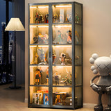 idhhco 5-Tier Display Cabinet with Acrylic Doors, 64” Transparent Bamboo Curio Display Case for Figures, Display Shelves for Collectibles & Kids Bookcase for Home, Office, Playroom, Living Room idhhco