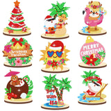 9 Pcs Christmas in July DIY Diamond Art Painting Kit Summer Beach Santa Tree Tabletop Diamond Art Painting Craft Ornament for Tropical Christmas Luau Party Decorations Briwooody
