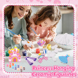 Seenelling 24 Set Princess DIY Painting Kit Ceramic to Paint Your Own Princess Dress Castle Statues Unpainted Plaster Figurines Brushes Acrylic Paints Bags Party Favor for Adults Girls Baby Shower Seenelling