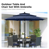 MFSTUDIO 5 Pieces Outdoor Dining Sets for 4, 42'' Round Metal Table with Chairs & 10ft Umbrella, Patio Outdoor Dining Furniture with Umbrella for Deck, Porch MFSTUDIO
