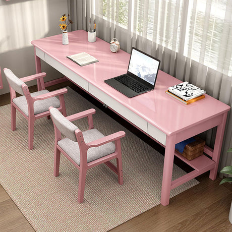 SUZEPER Extra Large Two Person Office Desk,Wooden Double Computer Desk with 2 Drawers and Storage Shelves, Study Writing Table for Home Office Workstation(63" L x 24" W, F) SUZEPER