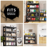 2 Pack Garage Shelving Heavy Duty Storage Shelves 3000LBS Adjustable Garage Shelves 5 Tier Metal Shelving Unit Utility Rack Shelf for Storage Kitchen Warehouse Pantry, Black,72" H x 59" W x 20" D AOJUFEO