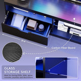 Homall LED TV Stand Mount for 65 inch, Modern Entertainment Center with LED Lights & High Glossy Cabinets, TV Cabinet Console Table with Drawer, Glass Shelves, Dynamic RGB Modes for Living Room, Black Homall