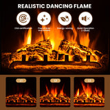 SIMOE Modern 48 Inch Electric Fireplace TV Stand, TV Console for TVs with 18 Inch Fireplace up to 55 Inch with 2 Open Shelves and Cabinets w/Doors, Remote Control, Black SIMOE