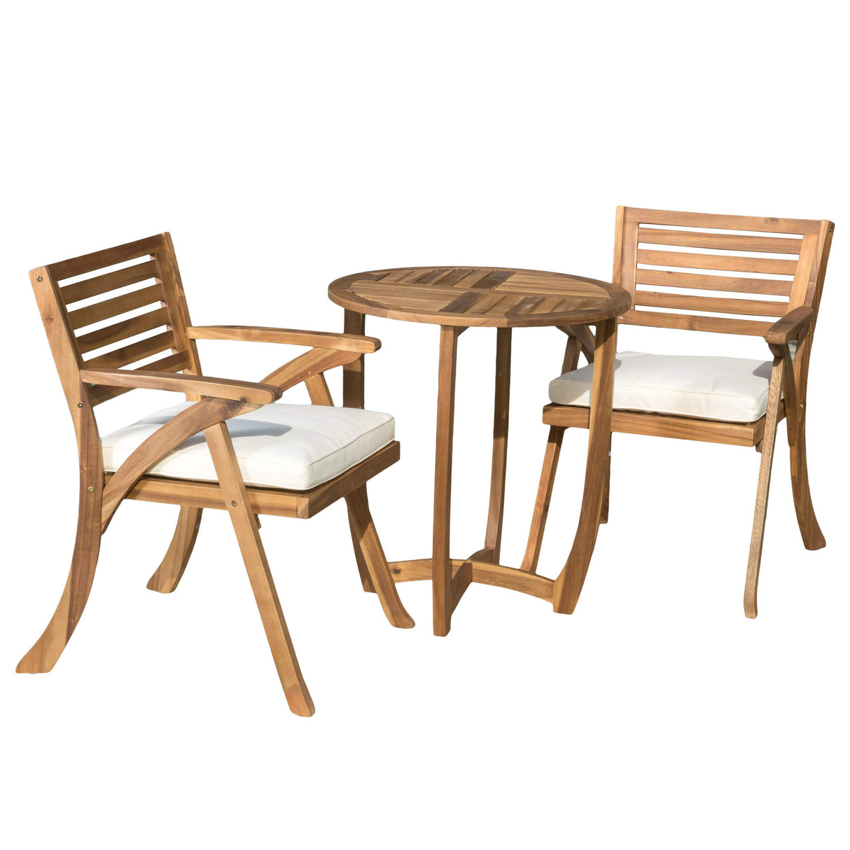 Christopher Knight Home Coronado Acacia Wood Bistro Set, 3-Pcs Set, Teak Finish Christopher Knight Home