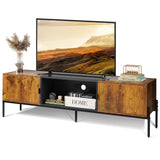 WLIVE Modern TV Stand for 65 Inch TV, Mid Century Entainment Center with Storage, TV Console with Open Shelf and 2 Cabinets for Bedroom and Living Room, TV Cabinet with Metal Legs, Rustic Brown WLIVE