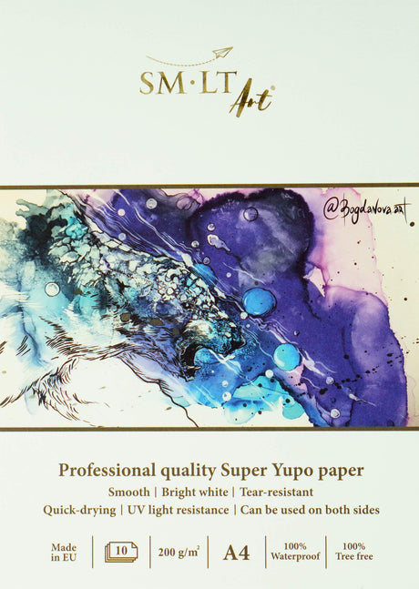 SMLT. PS-10 (200)/PRO Professional Art Pad A4 with Synthetic Super Yupo Paper, 10 Sheets SM.LT